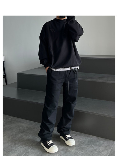 STS褶皱膝盖立体卫裤