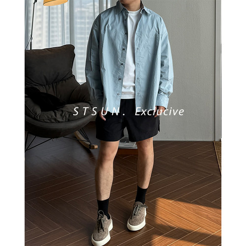 STS水洗纯色松弛衬衫百搭