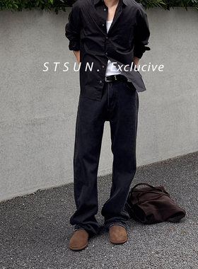 【STS】Rurt Jeans水洗黑灰色直筒row风优雅静奢百搭牛仔裤男