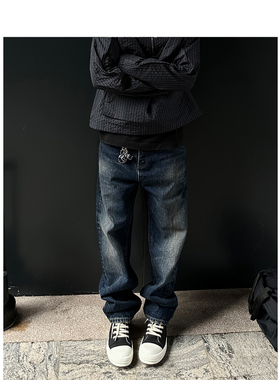 【STS】Hardy Jeans秋冬重磅水洗直筒做旧硬挺百搭牛仔裤男