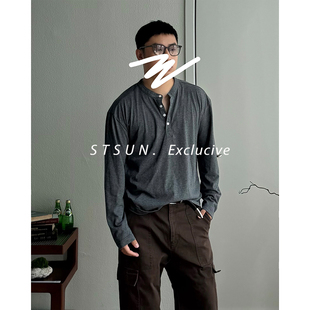 Tee春夏肌理雪花纹 Jesse 易搭配老钱透气舒适亨利领长袖 STS