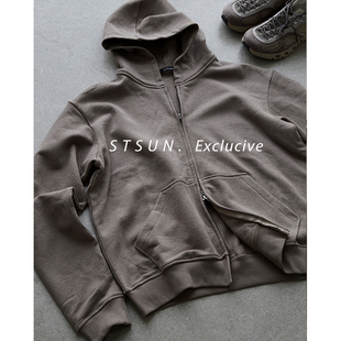 Hoodie粗纱肌理高级感复古短款 Sand Boxy合身连帽卫衣男 STS