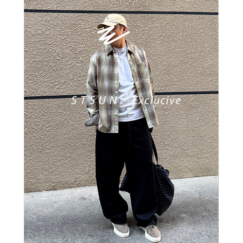 STS亚麻混纺静奢复古格纹衬衫