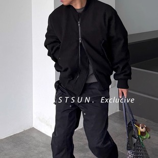 Jacket秋冬毛呢夹棉保暖廓形短款 Gift 棒球服外套棉服男 STS