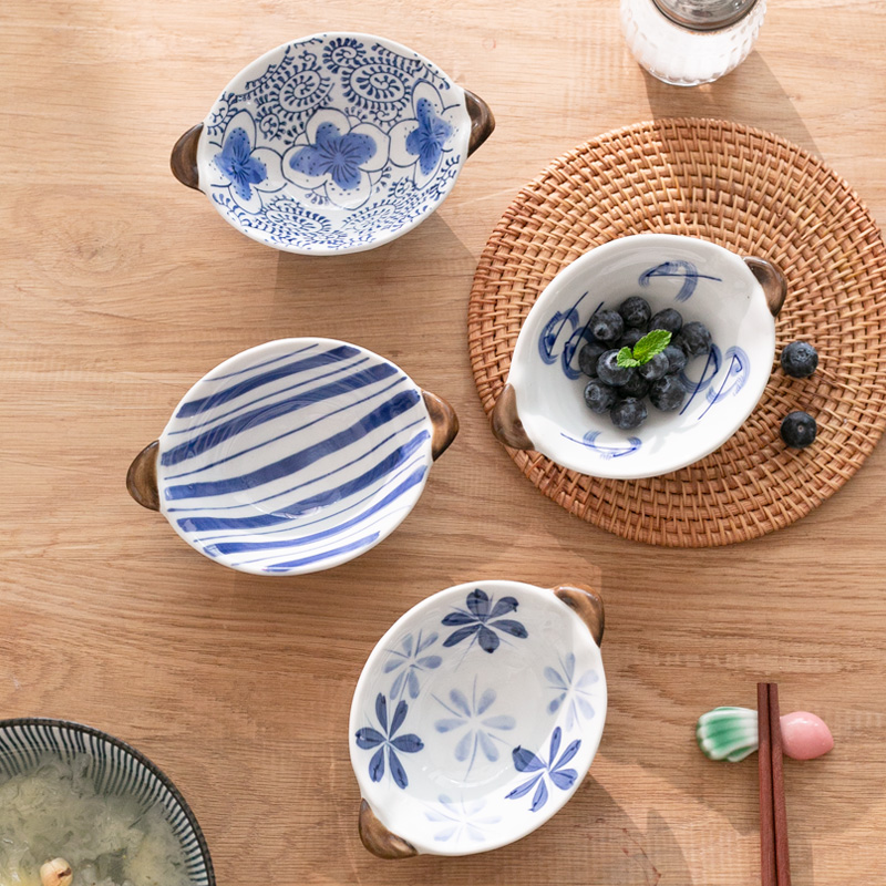 陶瓷日式双耳小碗餐具