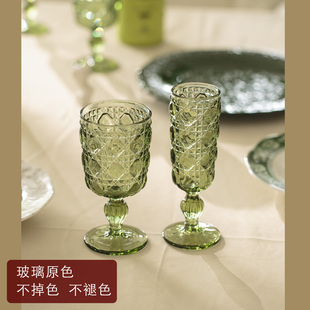 出口欧洲绿宝石玻璃杯 色料高脚杯红酒杯香槟杯 水杯葡萄酒杯复古
