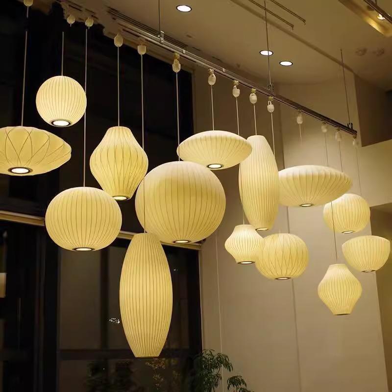 新中式布艺灯笼吊灯创意餐饮灯具