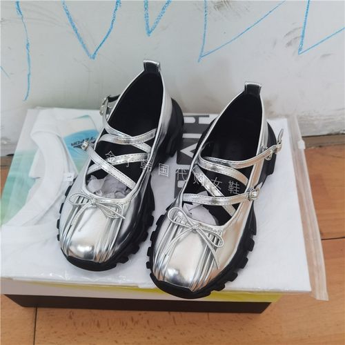 芭蕾气质风蝴蝶结银色运动鞋子女