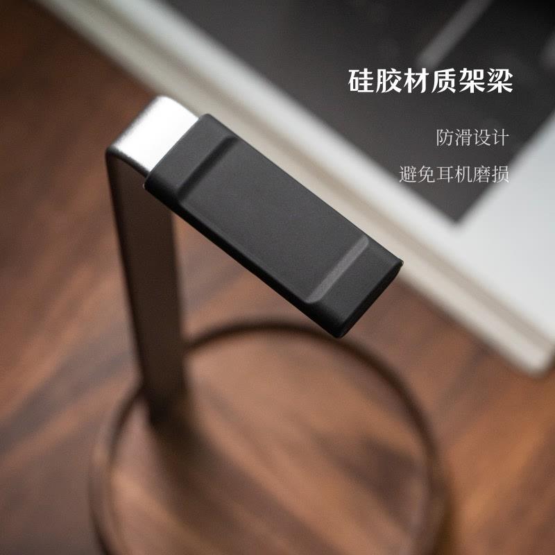 实木头戴式耳机支架铝合金金属耳机架托 托创意通用耳挂机架桌面
