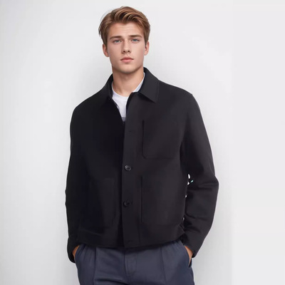 男人纯色休闲简约工装夹克衬衫