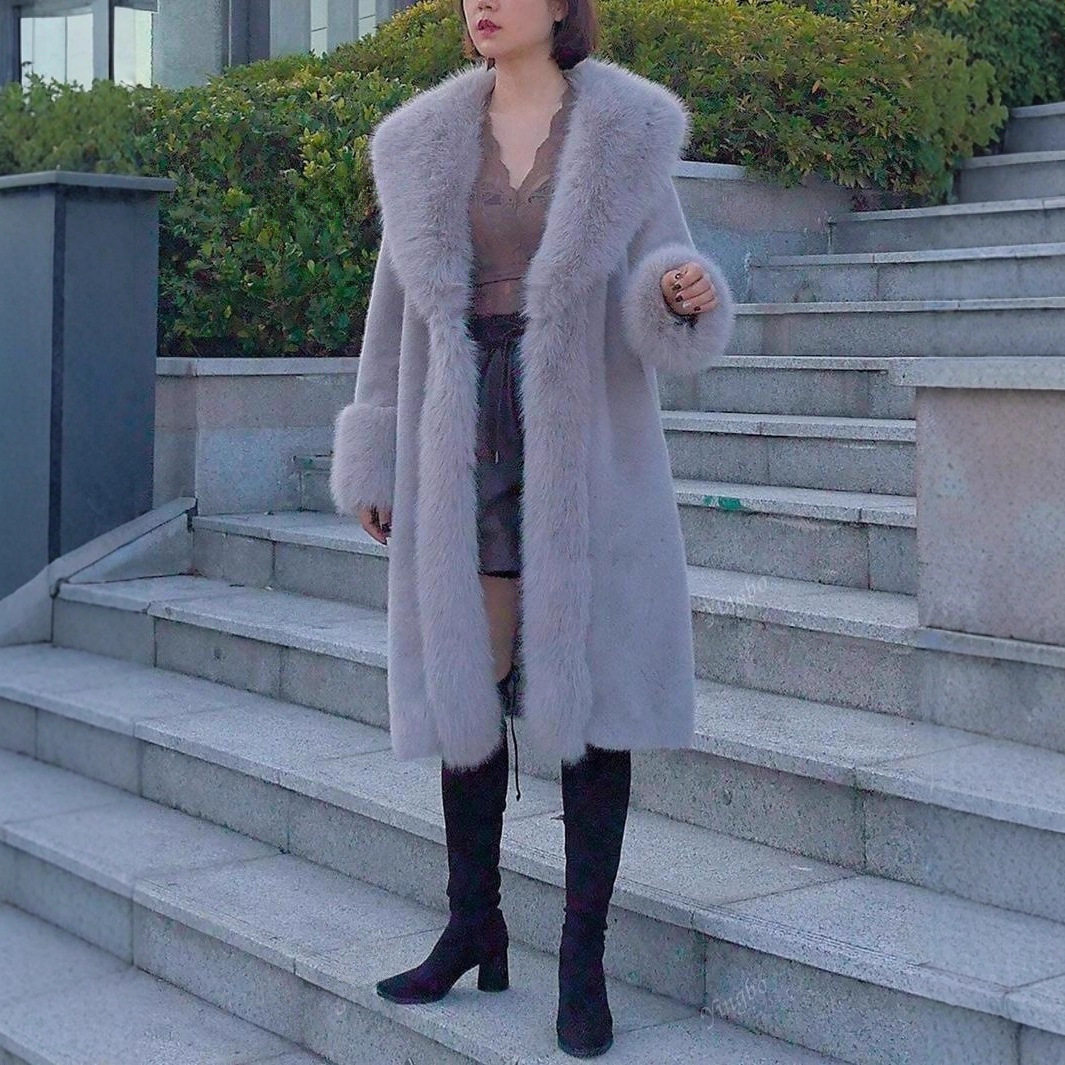 跨境亚马逊女装厚款仿兔毛加厚中
