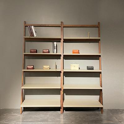 落地置物架意式极简马鞍皮书架