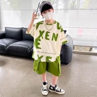 俊涵夏季短袖套裝2024新款夏天孩洋氣短褲兒童夏款中大童童裝潮