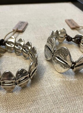 国/现西班牙潮牌UNODE50夸张圆片牛皮手链手工欧美轻奢手工做旧