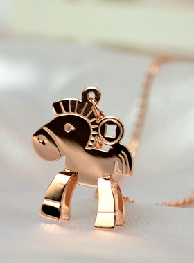 马上有钱项链小马钛钢镀玫瑰金马年本命年锁骨链送女友款式的礼物