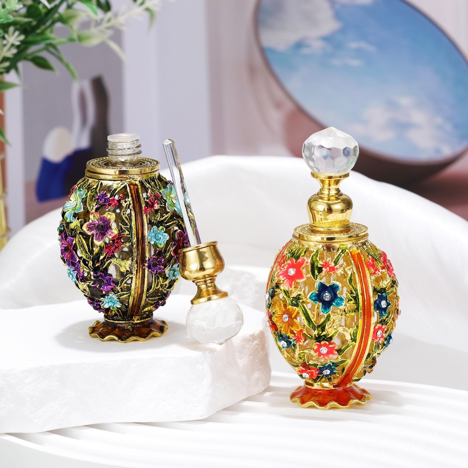 12ML毫升镂空珐琅彩复古宫廷储物罐香水分装瓶家居饰品装饰器皿