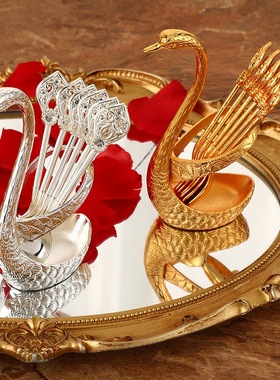 欧式轻奢天鹅水果叉套装