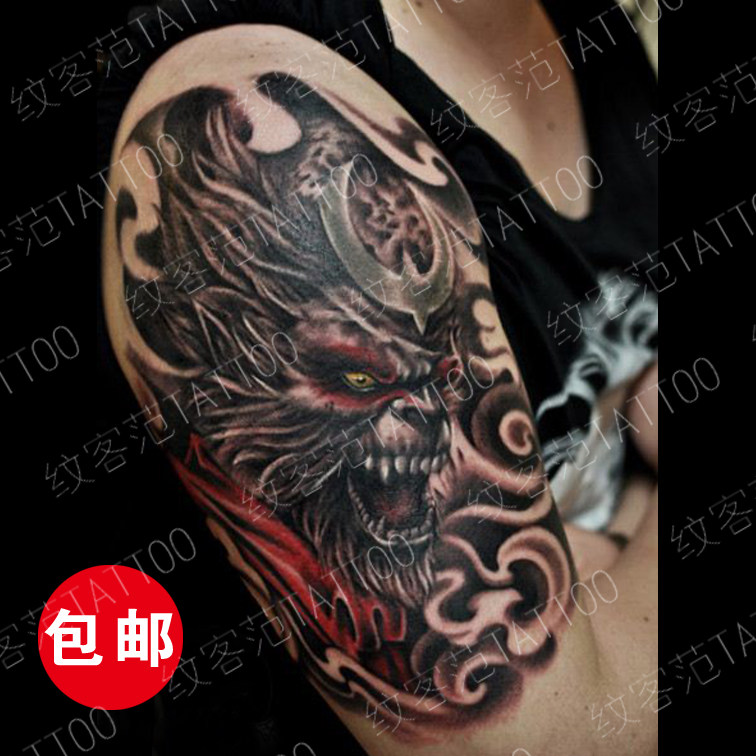 纹客范孙悟空猴头纹身贴 防水 花臂 斗战胜佛大图 刺青 贴纸 包邮