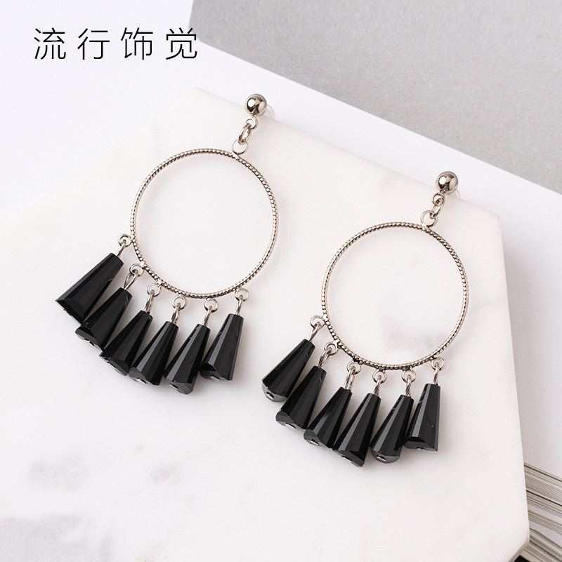流行饰觉 S925银针圆环水晶流苏夸张耳环欧美个性气质耳饰品女,饰品/流行首饰/时尚饰品新,耳环,淘宝优惠券,粉丝福利购,淘宝优惠卷