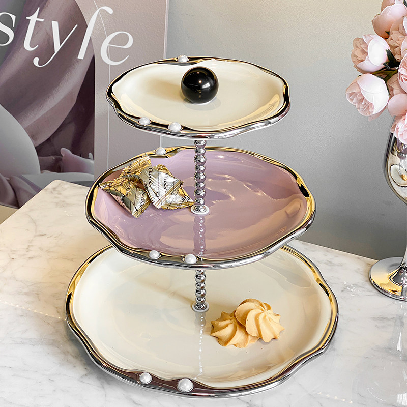 轻奢果盘家用茶几陶瓷点心零食摆放装饰盘创意前台多层高档糖果盘,餐饮具,果盆/果盘/果篮,淘宝优惠券,粉丝福利购,淘宝优惠卷