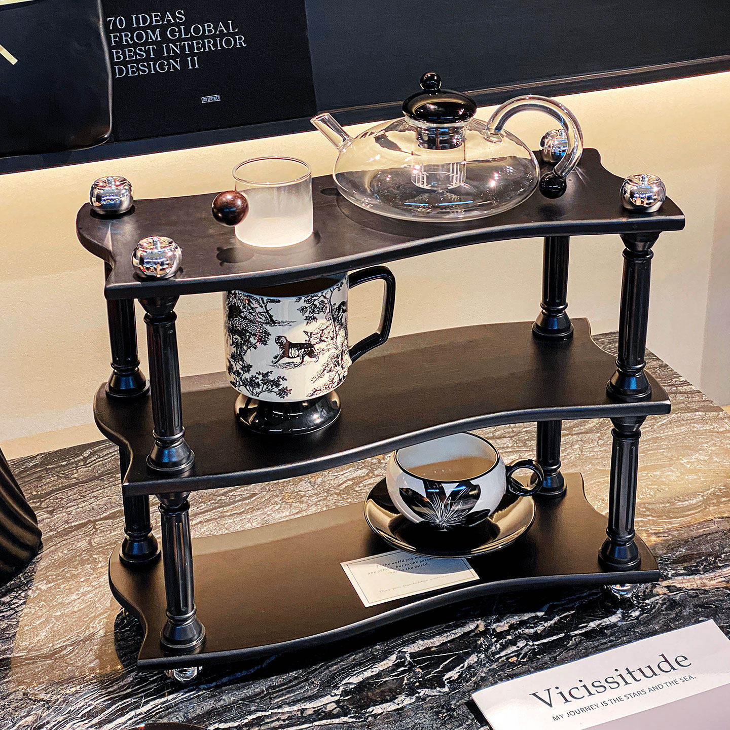 法式复古双层实木杯架家用餐桌咖啡杯水杯马克杯置物收纳架高颜值,收纳整理,整理架/置物架/收纳架,淘宝优惠券,粉丝福利购,淘宝优惠卷