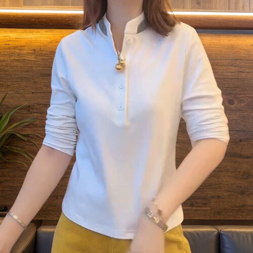 半开领长袖T恤女打底衫内搭2025秋冬新款百搭洋气高级感穿搭上衣