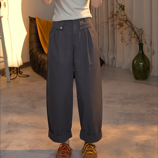 宽松显瘦休闲裤 小个子漫时光山本风韵褶九分阔腿裤 女2026春夏新款
