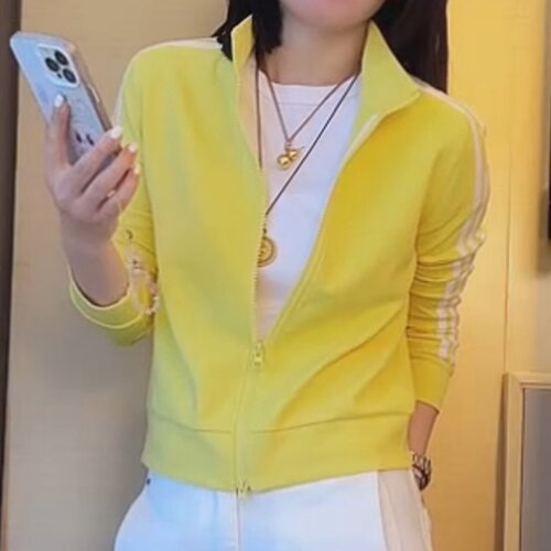 美式复古三条杠条纹立领卫衣女2025早秋新款韩系休闲百搭短款外套