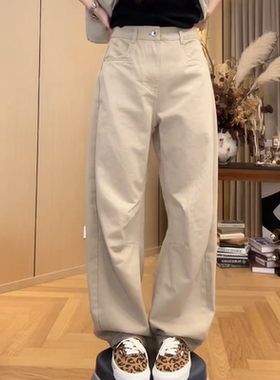 弯刀阔腿裤女2026年春季新款宽松时尚百搭潮流百搭款休闲直筒长裤
