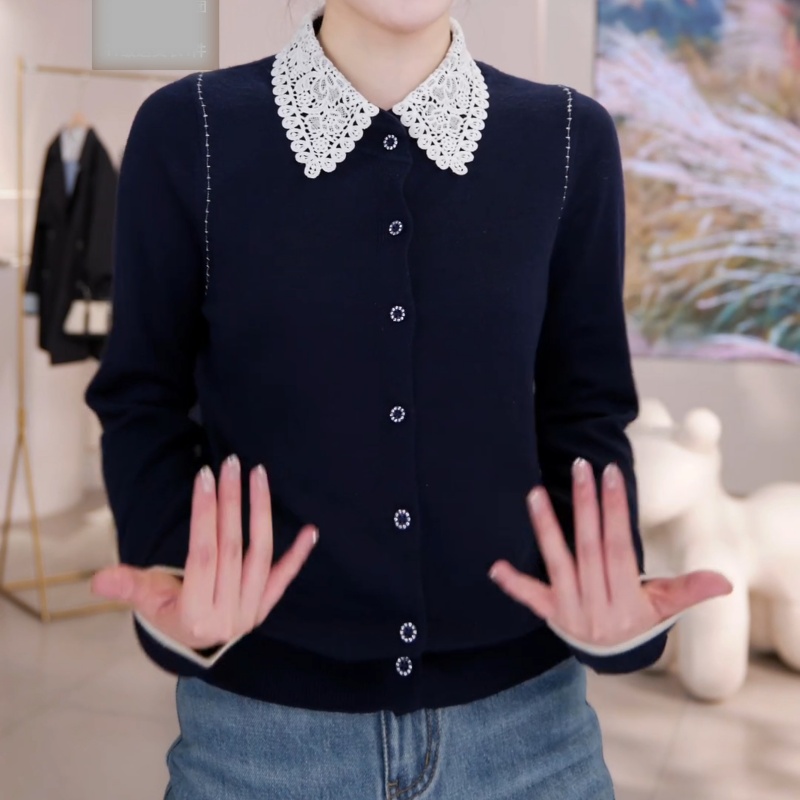 【光织园】法式撞色针织衫女秋季2025年新款休闲减龄套头上衣毛衣