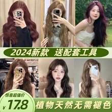 自己在家染发剂膏染头发2024女纯奶黑茶色紫红棕蓝黑色植物膏正品