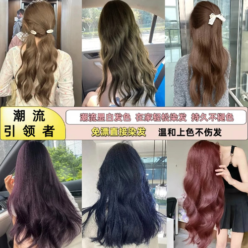 蓝黑色染发膏染色剂植物在家染发