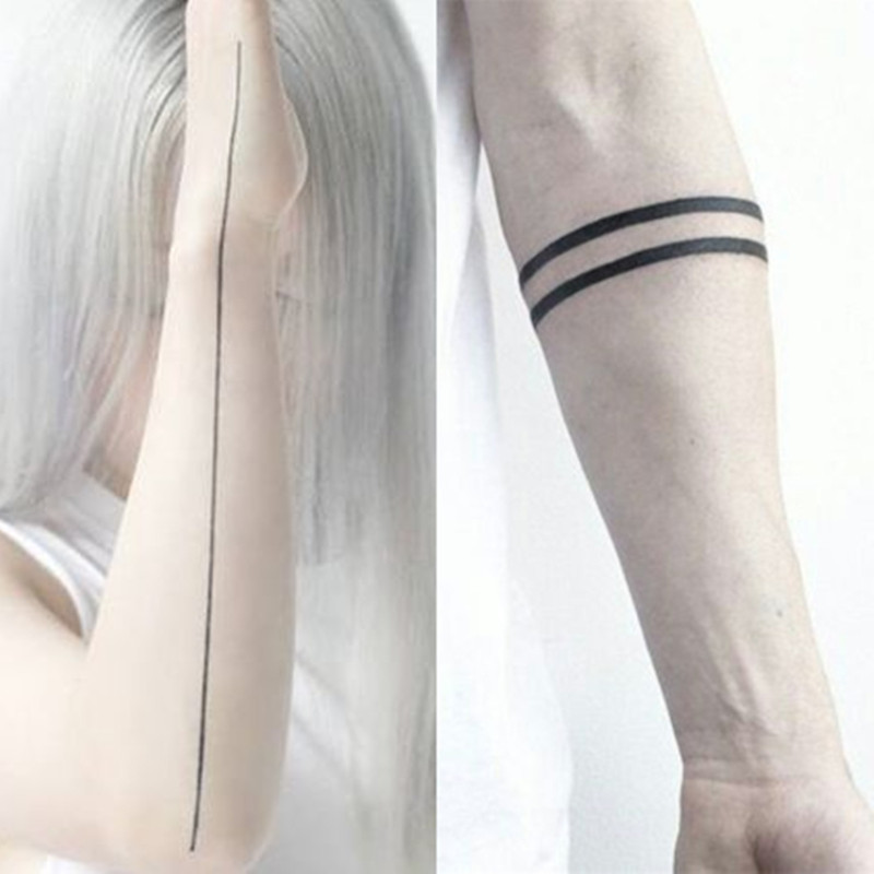 包臂超长个性线条环纹身贴防水
