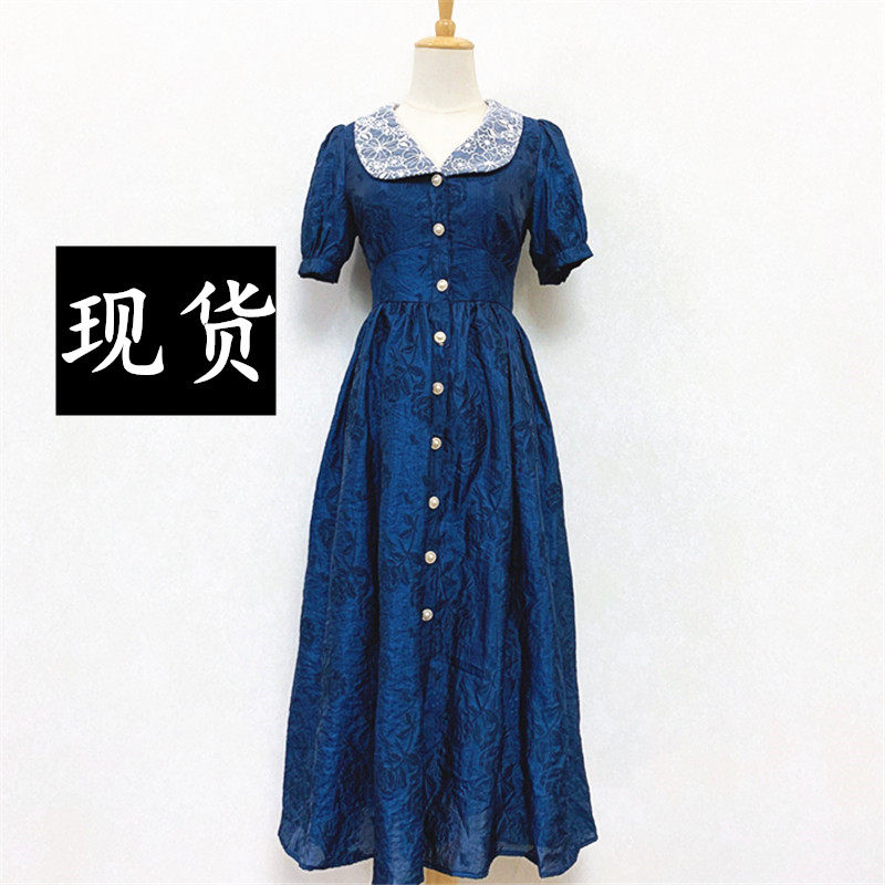闺蜜的夏天~法式复古赫本风娃娃领收腰连衣裙长/短