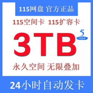 【自动发卡】115网盘扩容 3T空间卡 3TB扩容容量永不过期可叠加