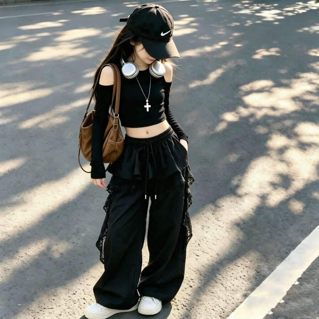 女童春秋套装酷飒风青少年女孩jazz爵士舞服女孩街舞工装裤两件套图片