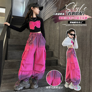 女童春秋款套装2025洋气新款儿童潮酷衣服女孩爵士舞T恤工装裤潮