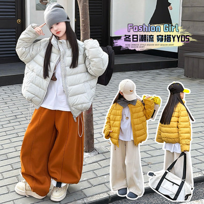 女童棉服冬季2025新款初中学生排骨羽绒棉衣女孩洋气简约百搭棉袄