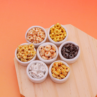 18K包金保色7mm五瓣花隔片项链手链复古花纹 隔珠diy手工饰品配件