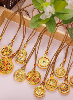 新中式沙金珐琅彩葫芦编绳项链