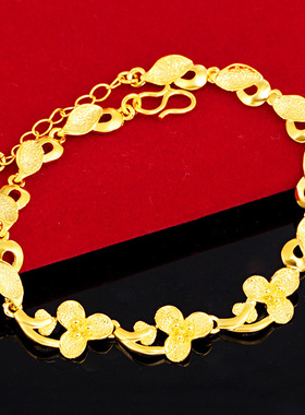 金色花朵铜质几何手链时尚个性