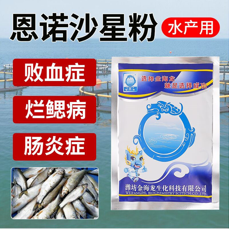 恩诺沙星10%鱼肠炎烂鳃出血病螃蟹红体白斑黑鳃水产养殖国标渔药