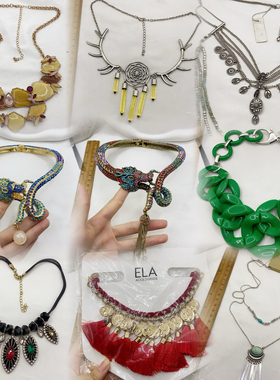 中古欧美夸张重工耳环项链生肖龙年龙头流苏复刻耳饰项链套装s49