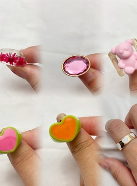 树脂弹力戒指小熊爱心简约百搭时尚气质流行欧美风格新款潮CE732