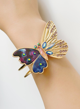 中古vintage宫廷风复古做旧蝴蝶手镯手饰C16现货