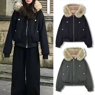 小个子保暖好看外套 可拆卸毛领派克棉衣棉服女冬短款 2026冬季 新款