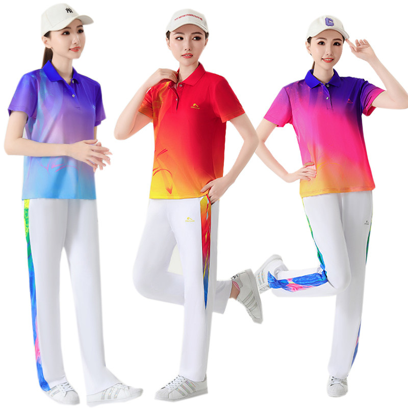 晋冠男女团体队服广场舞速干渐变