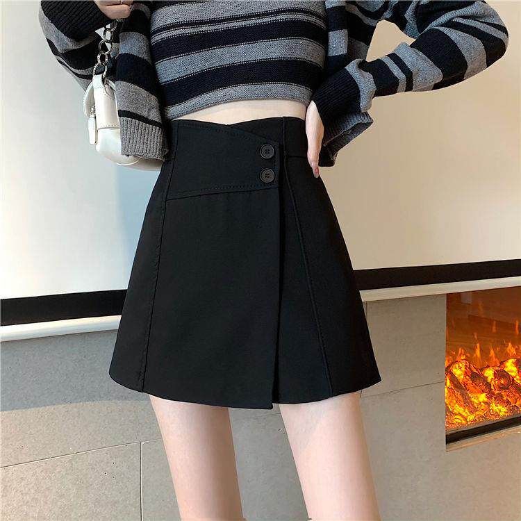 阔腿裤裙女 2025春夏款高腰短裤西装A字裙假两件前裙后裤半身裙裤