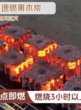 速燃炭烧烤碳无烟果木炭专用易燃家用炭块方圆碳烤炉围炉煮茶助燃