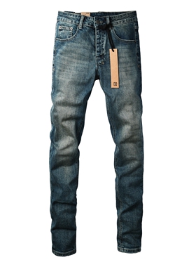 KSUBI JEANS 美式潮牌新款深蓝色做旧磨白水洗基础款弹力牛仔裤男